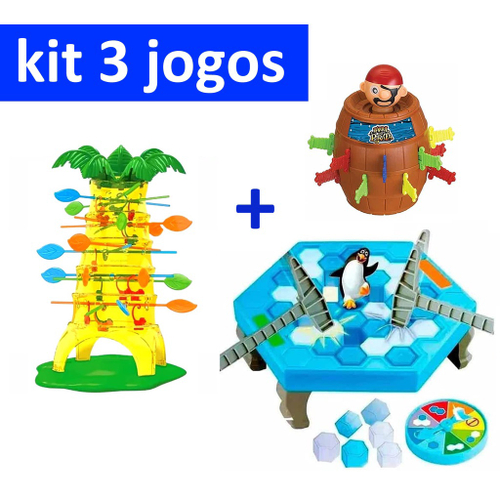 Kit Jogo Pula Pirata Barril + Jogo Hipopótamo Papa Tudo - Linha