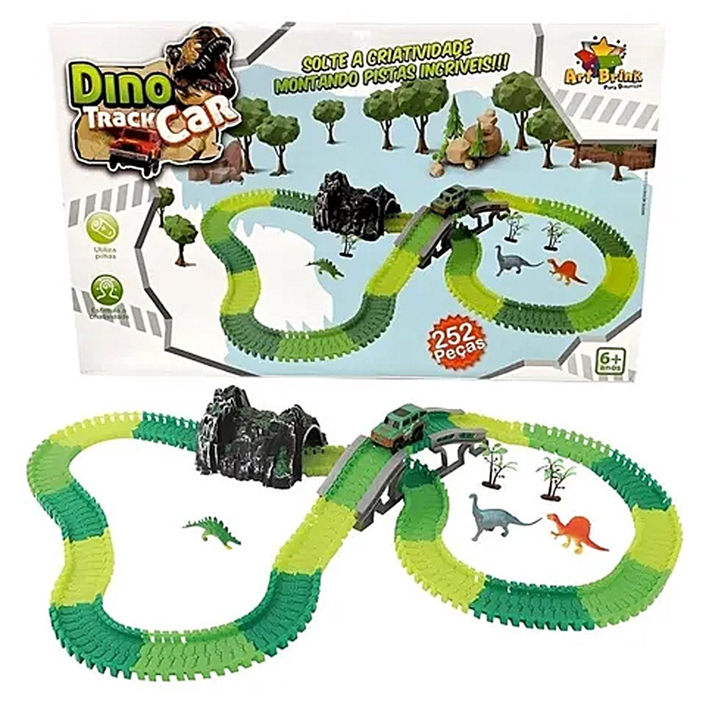 Pista Dino Dinossauro Track Car Infantil Radical Carro 252 peças T