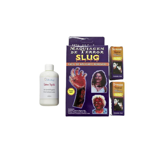 Maquiagem make De Terror Kit Sangue Massa Slug- Halloween Zumbi