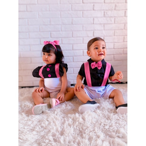 conjunto romper Jardineira Moana baby bebê infantil roupa mesversário  fantasia