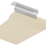 Kit 50 Cabides De Veludo Bege Slim Antideslizante Para Roupas