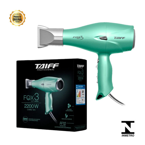 Secador Cabelo Taiff Fox Green Profissional 2200w - 220v