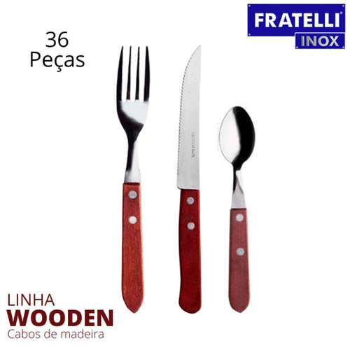 Kit Faqueiro 9 Peças Garfo Faca Colher Para Churrasco Cozinha Mesa Polywood  Aço Inox Cabo de Madeira Jumbo Vermelho Tramontina em Promoção na Americanas