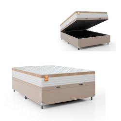 Cama Box Baú Casal Colchão Molas Ensacadas Real 138x188x68cm Branco / Bege - Suporta até 130Kg é boa?