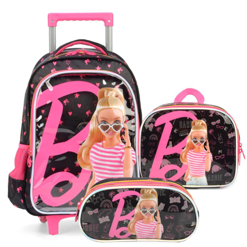 Kit Mochila Barbie Princesa Pop Star Rodinhas Tam G Sestini