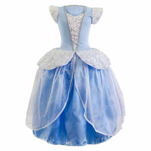 Vestido Fantasia Infantil Princesa Cinderela + Luvas + Coroa