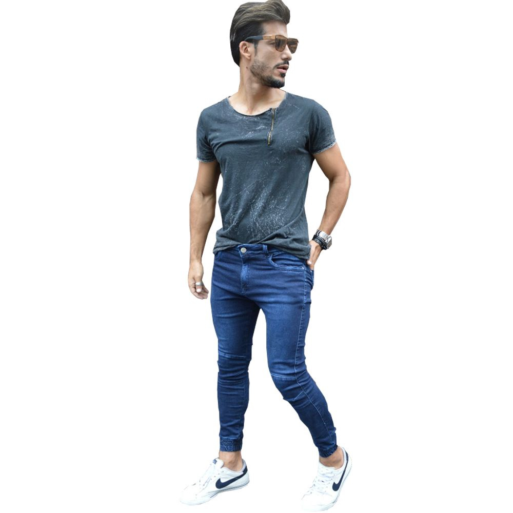 Calça ribana jeans sales masculina