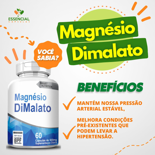 Magnésio Dimalato 500mg 60 Cápsulas No Shoptime