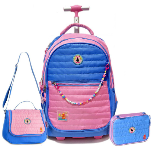 Kit Mochila Luluca + Estojo Bolsa Escolar Acessório Miçangas