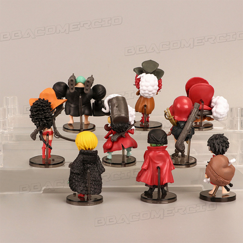 Figura Louca 9pcs/set One Piece Figure Movie Ver. Luffy Zoro Sanji Q  Figuras engraçadas de PVC