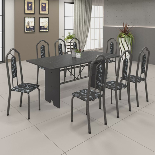 Jogo com 4 Cadeiras 118 Para Cozinha / Sala de Jantar - Preto Fosco -  Assento Rattan - og Móveis no Shoptime