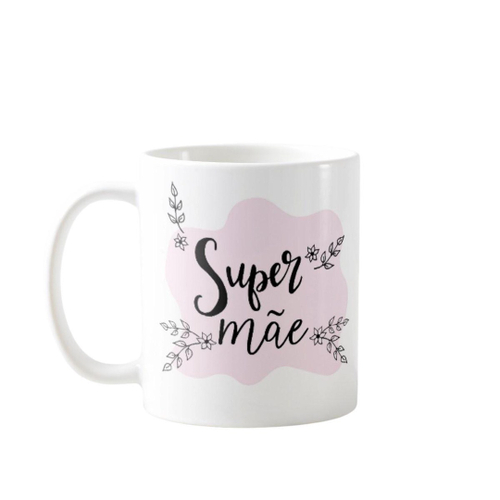 Caneca Super Mãe Meme Flork Boneco Palito de Porcelana em Promoção