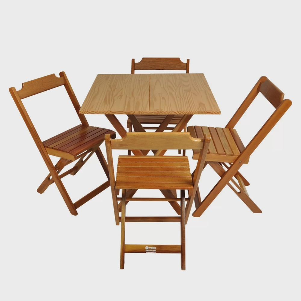 Conjunto de Mesa Madeira Maciça com 4 Cadeiras - Tramontina Garden Dobrável  Beer - Conjunto de Mesa e Cadeiras para Jardim - Magazine Luiza