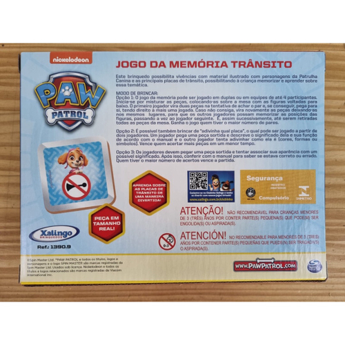 Jogo Da Memória Patrulha Canina Brinquedo Educativo Infantil Menino Menina  3 Anos