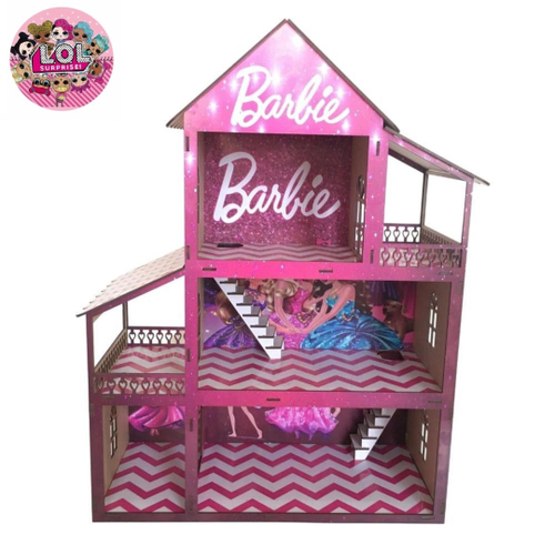 Casinha De Boneca Barbie Rosa mdf Montada