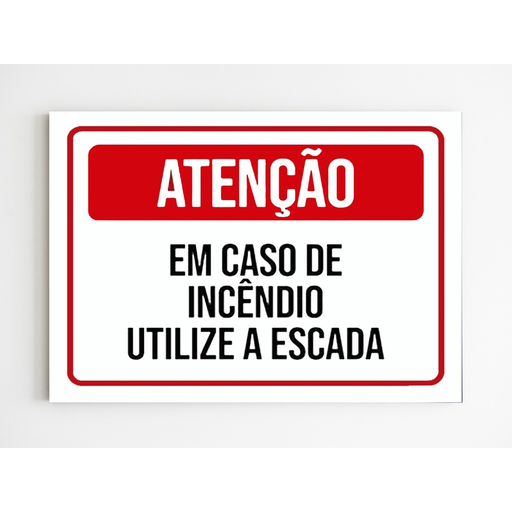 Kit 10 placa aviso atenção em caso de emergência usar escada Submarino