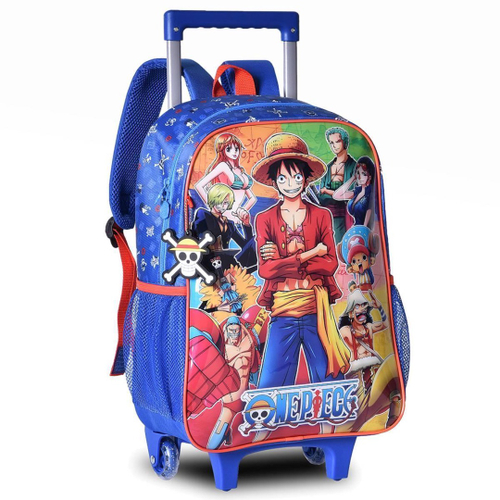 Kit mochila e estojo grande padrão escolar one piece rei dos