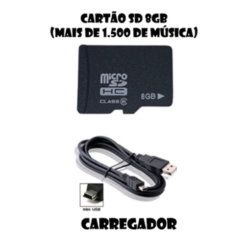 Mini Mp3 Player + Cabo Carregador V3 - Cartão sd 8GB (aproximadamente 1.500  músicas) em Promoção na Americanas