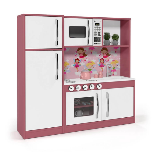 Kit Cozinha Infantil Joguinho De Outelaria Mini Chef Cor Rosa-chiclete