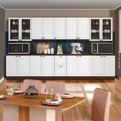 Armário de Cozinha Modulado Sabrina 360x202 Cm 6 Peças mdp Preto menu no  Shoptime