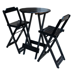 Jogo De Mesa Bistrô De Madeira Com 2 Cadeiras Dobravel Ideal Para Bar E Restaurante Preto Menor preço em Jogo De Mesa Bistrô De Madeira Com 2 Cadeiras Dobravel Ideal Para Bar E Restaurante Preto