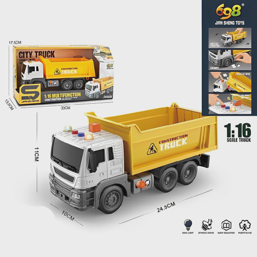 Caminhão Caçamba de Fricção com Luz e Som - Construção - City Truck - Azul  - 1:16 - Yes Toys - superlegalbrinquedos