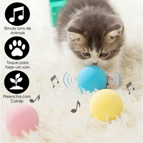 Brinquedo Gato, Animal Sounds Fofo Pelúcia Chilrear Catnip Toy Balls