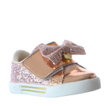 Tênis Sapato Laço Rose Gold Love Brilho Para Criança Infantil Menina