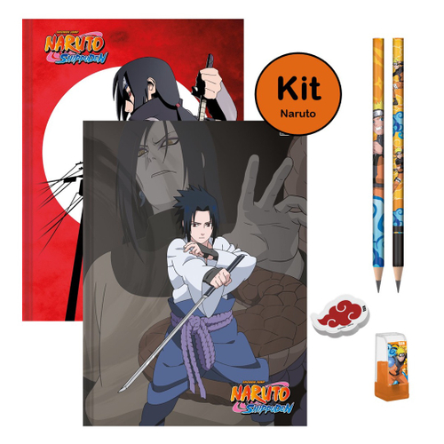 Kit Caderno de Desenho Naruto Shippuden 60 folhas Capa Dura São