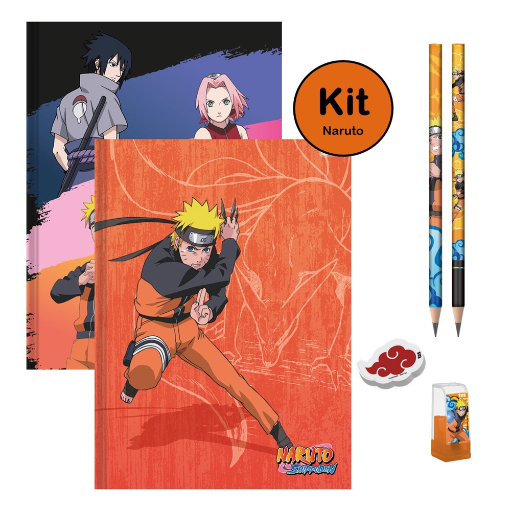 Kit 2 Cadernos Naruto Shippuden Brochurinha Pequeno 80 Fls Naruto