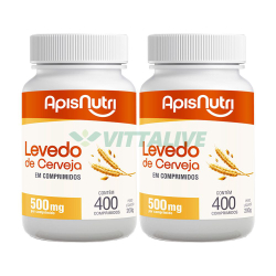 Apisnutri kit 2X levedo de cerveja 500MG 400 comp Menor preço em Apisnutri kit 2X levedo de cerveja 500MG 400 comp