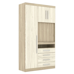Guarda Roupa Modulado 3 Portas com Painel Para TV 194 Master Avelã Rústico/Ártico Rústico - Eucamóveis Menor preço em Guarda Roupa Modulado 3 Portas com Painel Para TV 194 Master Avelã Rústico/Ártico Rústico - Eucamóveis