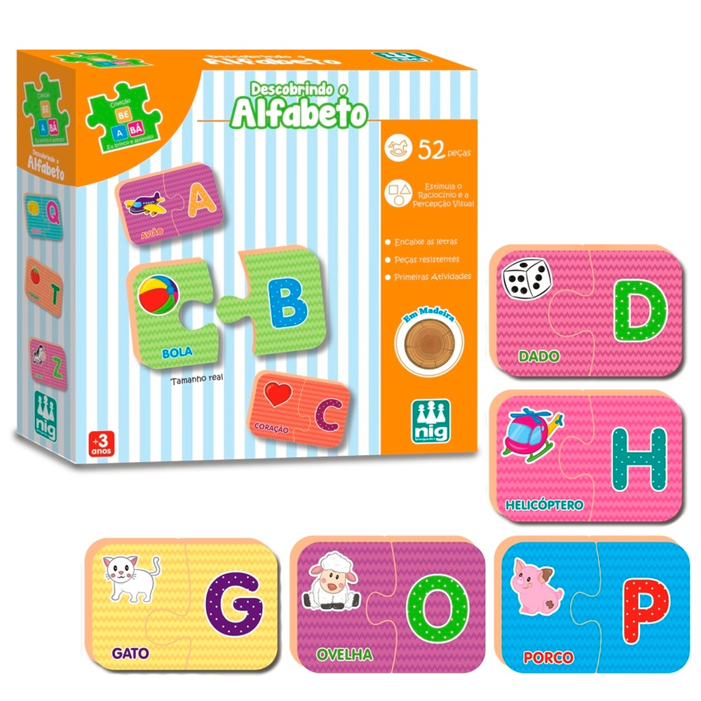 Jogo Educativo de Encaixar - Descobrindo o Alfabeto - NIG Brinquedos -  Alves Baby