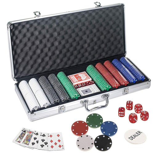 Jogo De Poker Texas Hold'em Poker Set Fichas Bralho E Toalha em