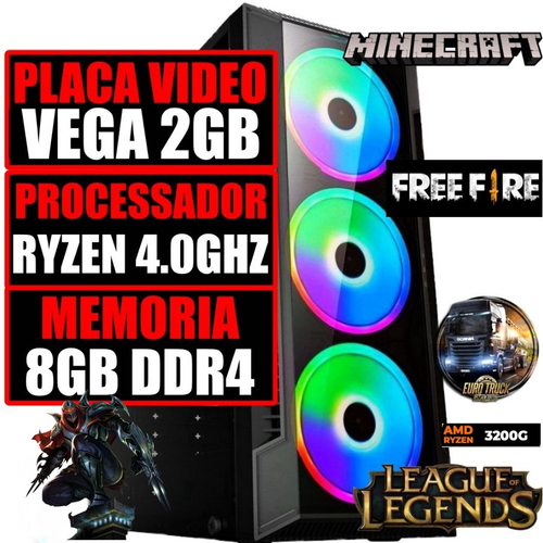 Computador Gamer Ryzen 3200G 8GB DDR4 Vega 11 Fonte 600w com wi