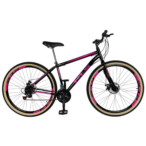 Bicicleta Alumínio Aro 29 Gts Feel Freio À Disco 21 Marchas - Rosa+Preto