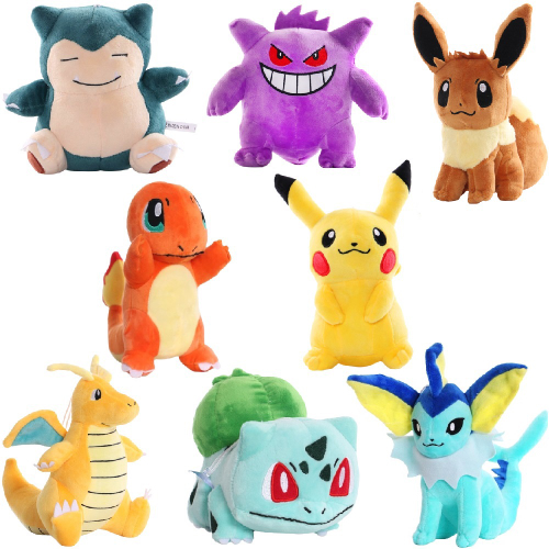 PELUCHE POKEMON CHARMANDER BULBASAUR SQUIRTLE PIKACHU FLAREON DRAGONITE  GENGAR