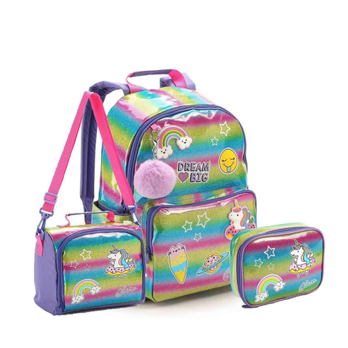 Kit Mochila Escolar Polly Pocket Infantil Rodinhas Tam G Lancheira Térmica  - Colorido