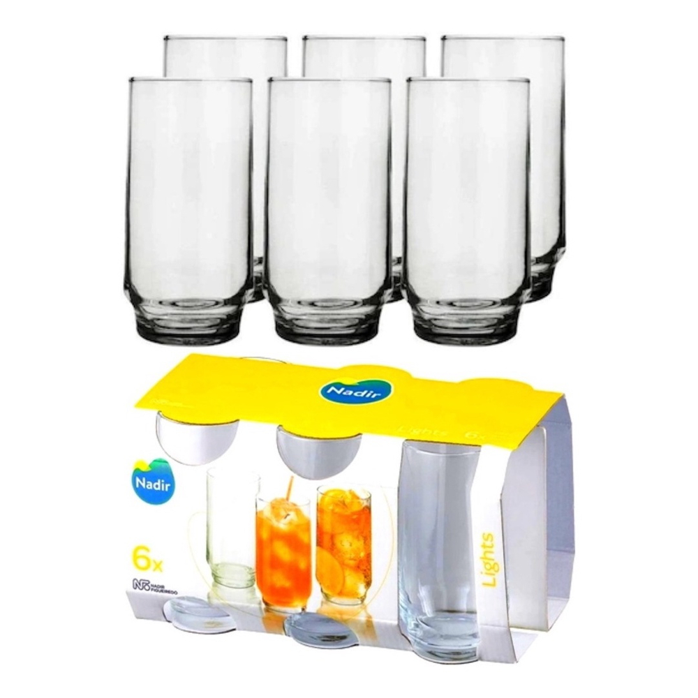 Jogo Copos Água Suco Mirage Long Drink Vidro 300ml 12 Pcs