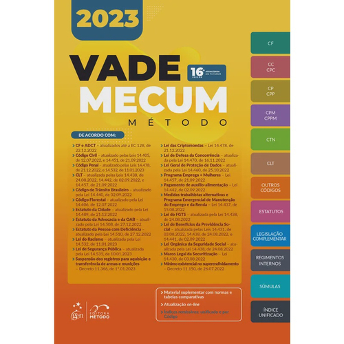 Livro Vade Mecum Método, 16ª Edição 2023 No Shoptime