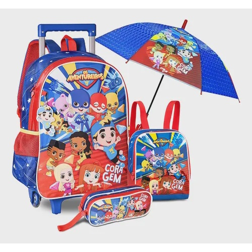 Mochila de Rodinhas Gato Galáctico Escolar Infantil