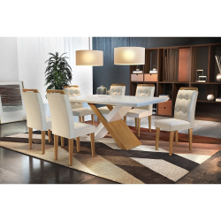 Conjunto Sala de Jantar Carol 180 mdf Laqueado com 06 Cadeiras Menor preço em Conjunto Sala de Jantar Carol 180 mdf Laqueado com 06 Cadeiras