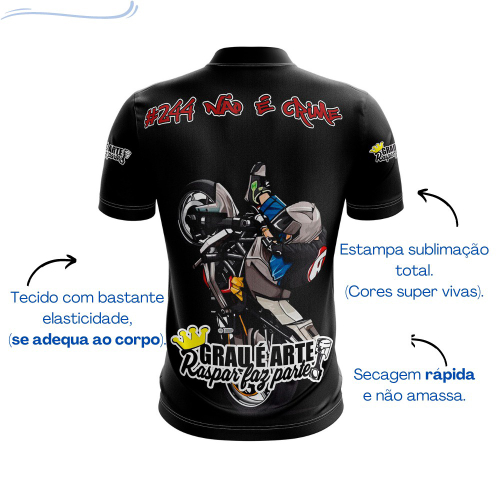 Camiseta Camisa Grau é Arte Becos E Vielas Moto Bololo 01 em