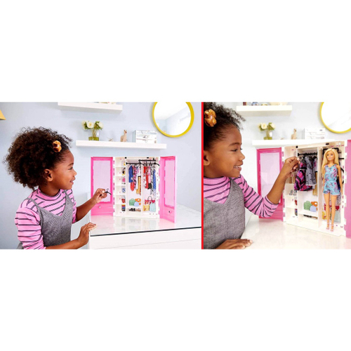 Conjunto Closet Armário De Luxo Da Boneca Menina Loira Barbie