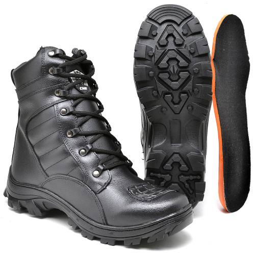 Bota Coturno Masculina Couro Motociclista Esportiva Preta Bitter