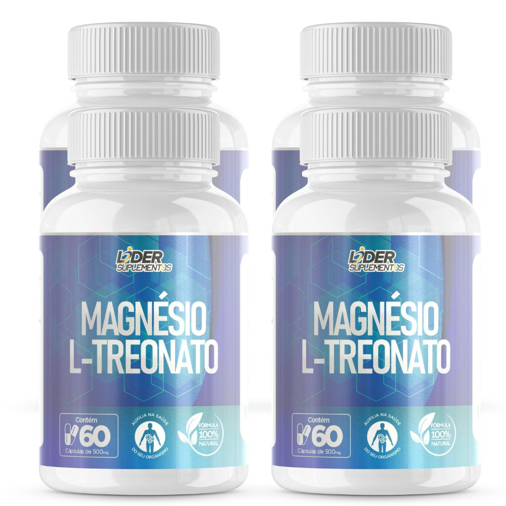 Magnésio L-Treonato - 60 Cáps De 500Mg Kit Com 4 Potes Auxilia Na ...