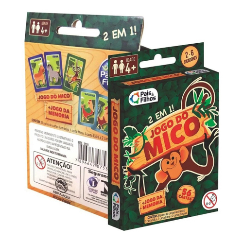 Jogo De Cartas Mico 2 em 1 Pais e filhos