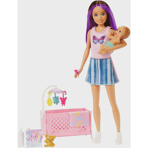 Boneca Barbie Skipper Morena Baby Sitters Aniversario