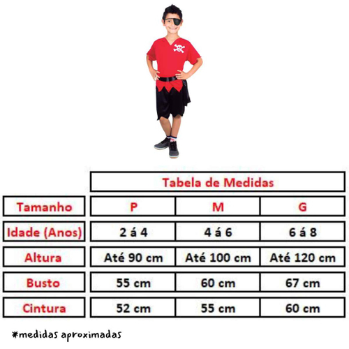 Fantasia Pirata Infantil Masculino Menino Criança 2 a 8 anos Carnaval na  Americanas Empresas