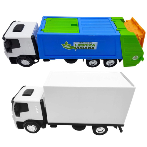 Caminhão de Brinquedo Iveco Tector Coletor Laranja e Verde em